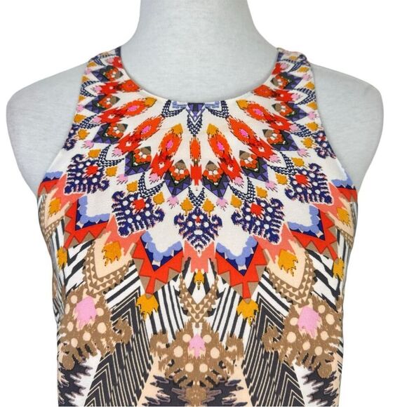 Anthropologie HD in Paris Solstice Printed 100% Silk Sleeveless Midi Shift Dress - Picture 5 of 14